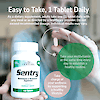 An image of woman holding a bottle of 21st century sentry adults in one hand an a tablet in the other hand, the product directions and the copy take your multivitamin at the same time every day to establish a healthy routine, and take charge of your wellness by supporting a healthy lifestyle.