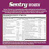 An image of Sentry Senior Women supplement facts panel with the claims Sentry Women is a comprehensive daily multivitamin and multimineral supplement formulated to support the unique wellness needs of women by providing a balanced formula of important vitamins and minerals.