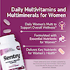 A bottle image of sentry womens multivitamins with multivitamin tablets coming out of the top with the copy daily multivitamins and multiminerals for women and claims daily women's multi to support overall wellness, formulated with essential nutrients for women, and deliver key nutrients for women's health.