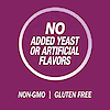 A graphic icon with the words no added yeast or artificial flavors, non-GMO and gluten free.