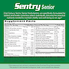 A bottle image of sentry senior adults 50+ with multivitamin tablets coming out of the top, the copy key benefits for seniors and claims support overall wellness and vitality in the golden years, formulated specifically to address nutrient gaps that commonly occur with age, and comprehensive nutritional support for adults over 50.