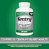 A bottle of 21st Century Sentry Senior Adults 50+ Multivitamin and Multimineral tablets with the words compare vs centrum silver adults.