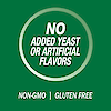 A graphic icon with the words no added yeast or artificial flavors, non-GMO and gluten free.