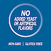 A graphic icon no added yeast or artificial flavors, non-GMO and gluten free.