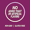 A graphic image with the words no added yeast or artificial flavors, non-GMO and gluten free.
