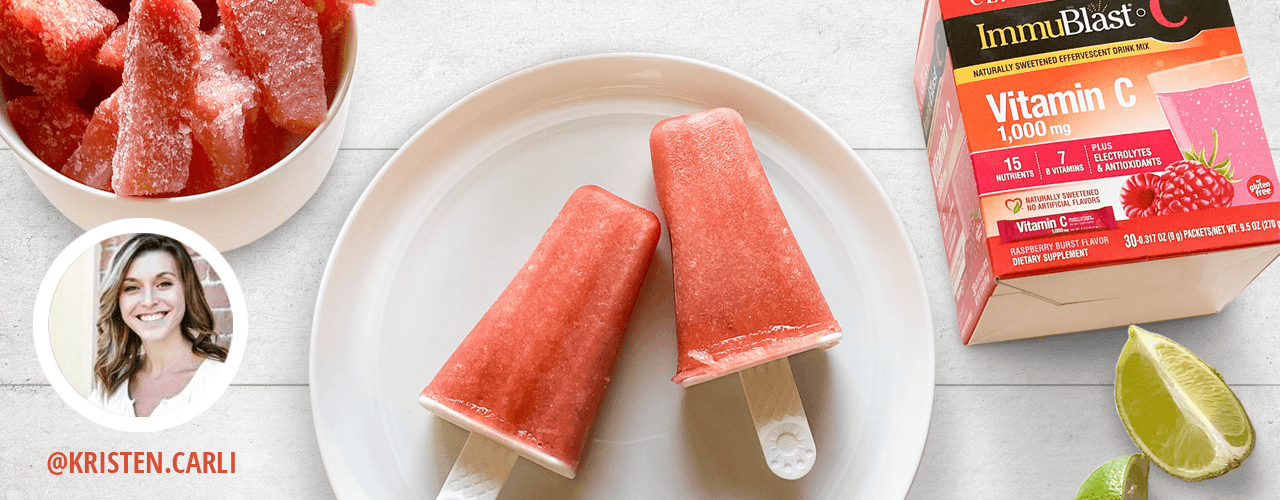 Box of ImmuBlast-C next to popsicles on a plate