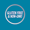 A graphic icon with the words gluten free and non-GMO.