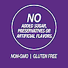 A graphic icon with the words no added sugar, preservatives or artificial flavors, non-GMO and gluten free.
