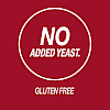 A graphic image with the words no added yeast and gluten free.