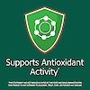 Supports antioxidant activity claim with antioxidant graphic icon.