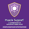 Muscle support claim with the words a combination of important amino acids and an amino acid graphic icon.