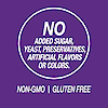 A graphic icon with the words no added sugar, yeast, preservatives, artificial flavors or colors, non-GMO and gluten free.