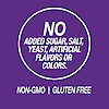 A graphic icon with the words no added sugar, salt, yeast, artificial flavors or colors, Non-GMO and gluten free.