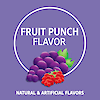 A graphic image of raspberries and grapes with the words fruit punch flavor and natural and artificial flavors.