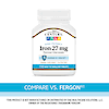 A bottle of 21st Century Iron 27 mg Ferrous Gluconate high potency tablets with the words compare vs fergon.