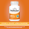 A bottle of 21st Century Healthy Eyes Lutein and Zeaxanthin capsules with the words compare vs ocuvite lutein and zeaxanthin.