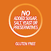 A graphic icon with the words no added sugar, salt, yeast or preservatives and gluten free.