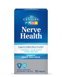 A box of 21st Century Nerve Health tablets.