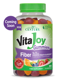 A bottle of 21st Century VitaJoy 5 g fiber gummies.