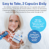 A woman in a bath robe holding a bottle of 21st Century GLP-1 Daily Support capsules and a pill box, product direction copy, and the claims take your GLP-1 Daily Support at the same time every day to establish a healthy routine, and take charge of your daily wellness by supporting a healthy lifestyle.