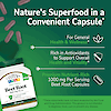 A bottle image of 21st century beet root with the cap open and beet root capsules coming out of the top and the claims, for general health and wellness, rich in antioxidants to support overall health and vitality, and premium nutrient-rich 1000 mg per serving beet root capsules.