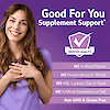 An image of a woman smiling holding her hands over her heart and the nutritious claims no artificial flavors, no preservatives or wheat, no milk, lactose, soy or yeast, no artificial sweeteners or salt, non-gmo and gluten free.