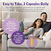 An image of a couple laughing while laying on a couch together, product directions for use, and copy that states take your berberine hcl at the same time every day to establish a healthy routine, and take charge of your daily wellness by supporting a healthy lifestyle.