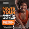 An image of an athletic woman smiling with the claim power your potential every day and the copy with full fuel 365 women's multivitamin max performance.