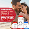 An image of a couple embracing each other at an ocean beach, a bottle of 21st century d3 50mcg, a bottle of 21st century d3 + k2, and a bottle of 21st century k2 mk-7 100 mcg with the claim find your perfect vitamin d3 and vitamin k2, find your ray of sunshine with 21st century vitamin d3 available in 10 mg, 25 mg, 50 mg, 125 mg and 250 mg tablets or softgels.