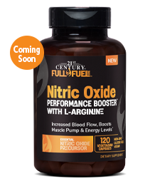 A bottle of 21st Century Full Fuel 365 Nitric Oxide Performance with L-Arginine capsules.
